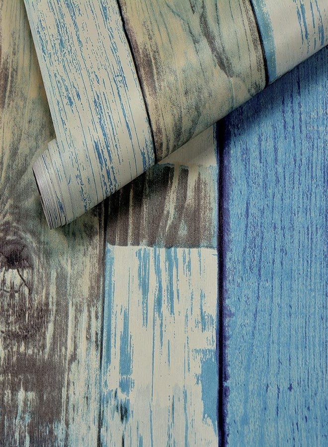 PIXELPACE Self Adhesive Peel & Stick 45 x 304 cm Waterproof Wallpaper for Living Room Hall Bedroom Decoration PVC Vinyl DIY Wall Stickers Multicolor, Count of (1, Multicolor Wood) - Image 1